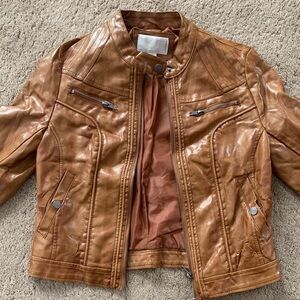 Xhilaration Brown/Tan Faux Leather Jacket